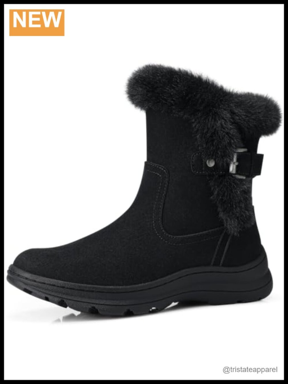 Women's Winter Fur Lined Ankle Snow Boots Water Resistant Rubber Sole